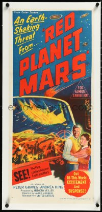 2s0900 RED PLANET MARS linen Aust daybill 1952 an Earth-shaking threat from space, ultra rare!