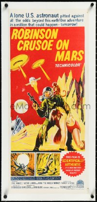 2s0903 ROBINSON CRUSOE ON MARS linen Aust daybill 1964 great art of Paul Mantee & his man Friday!
