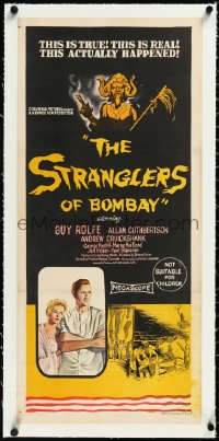 2s0908 STRANGLERS OF BOMBAY linen Aust daybill 1960 Guy Rolfe, this is true, this actually happened!