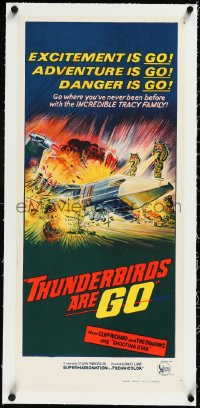 2s0913 THUNDERBIRDS ARE GO linen Aust daybill 1966 marionette puppets, cool sci-fi action artwork!
