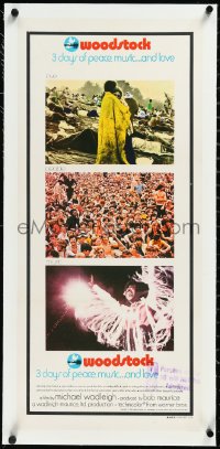 2s0921 WOODSTOCK linen Aust daybill 1970 three images of the most famous rock & roll concert ever!