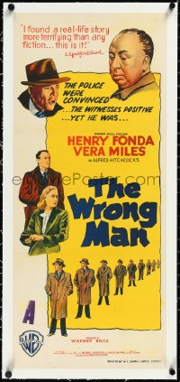 2s0922 WRONG MAN linen Aust daybill 1957 Henry Fonda, Vera Miles, Alfred Hitchcock, different & rare!