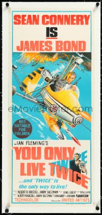 2s0923 YOU ONLY LIVE TWICE linen Aust daybill 1967 art of Sean Connery as James Bond in gyrocopter!