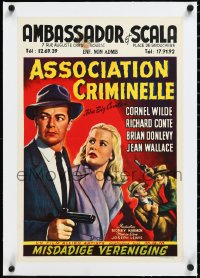 2s0728 BIG COMBO linen Belgian 1955 different art of Cornel Wilde & Jean Wallace, classic film noir!