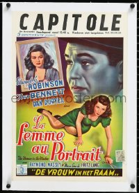 2s0737 WOMAN IN THE WINDOW linen Belgian R1950s Fritz Lang, Edward G. Robinson, sexy Joan Bennett!