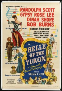 2s0942 BELLE OF THE YUKON linen 1sh 1944 Randolph Scott & sexy Gypsy Rose Lee over musical bars!