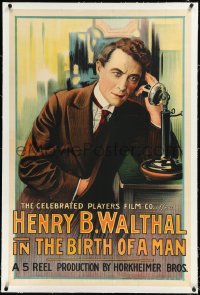 2s0947 BIRTH OF A MAN linen 1sh 1916 Henry Walthal is rich & hates the poor until he awakens, rare!