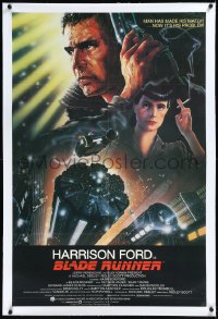 2s0949 BLADE RUNNER linen int'l 1sh 1982 Ridley Scott sci-fi classic, art of Harrison Ford by Alvin!