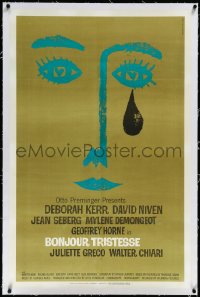 2s0954 BONJOUR TRISTESSE linen 1sh 1958 Saul Bass art of Jean Seberg, directed by Otto Preminger!