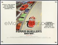2s0750 FERRIS BUELLER'S DAY OFF linen British quad 1986 different Broderick Ferrari art, ultra rare!