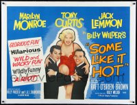 2s0760 SOME LIKE IT HOT linen British quad 1959 sexy Monroe w/Curtis & Lemmon in drag, ultra rare!
