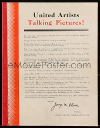 2s0092 UNITED ARTISTS 1929-30 English campaign book 1929 Gloria Swanson sings in Queen Kelly, rare!