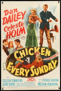 2s0967 CHICKEN EVERY SUNDAY linen 1sh 1949 great art of Dan Dailey & Celeste Holm dancing!