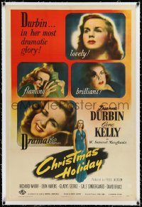 2s0969 CHRISTMAS HOLIDAY linen D 1sh 1944 Deanna Durbin & Gene Kelly play against type in film noir!
