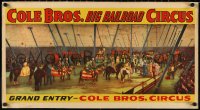 2s0583 COLE BROS. CIRCUS linen 16x29 circus poster 1941 art of performers under the big top, rare!