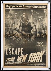 2s0657 ESCAPE FROM NEW YORK linen Colombian poster 1981 Carpenter, art of Russell by Lady Liberty!