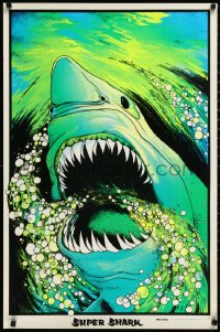 2s0485 SUPER SHARK 23x35 commercial poster 1975 cool velva-print with art of Jaws-like shark, rare!