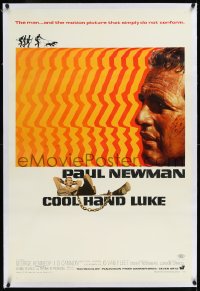 2s0973 COOL HAND LUKE linen 1sh 1967 prisoner Paul Newman refuses to conform, cool art by James Bama!