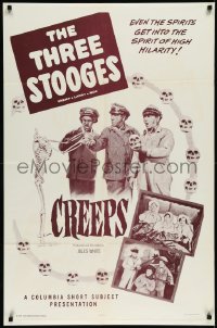 2s0159 CREEPS 1sh 1956 great images of The Three Stooges w/ Shemp with skeleton & skulls, rare!