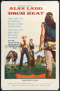 2s0988 DRUM BEAT linen 1sh 1954 Alan Ladd & Native American Audrey Dalton, directed by Delmer Daves!