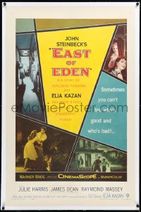 2s0990 EAST OF EDEN linen 1sh 1955 first James Dean, Julie Harris, John Steinbeck, Elia Kazan classic!