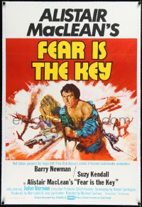 2s0700 FEAR IS THE KEY linen English 1sh 1973 Alistair MacLean, Putzu art of Barry Newman & Kendall!