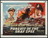 2s0659 PURSUIT OF THE GRAF SPEE linen English 1/2sh 1957 Powell & Pressburger Battle of the River Plate