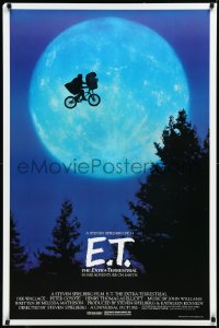 2s0474 E.T. THE EXTRA TERRESTRIAL 2nd printing 1sh 1982 Spielberg classic, iconic bike over moon!