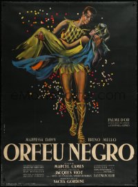 2s0525 BLACK ORPHEUS linen French 1p 1961 Marcel Camus' Orfeu Negro, best art by Georges Allard!
