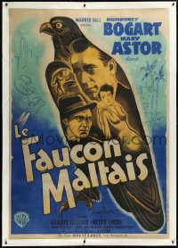 2s0528 MALTESE FALCON linen A French 1p 1946 Humphrey Bogart, Lorre, John Huston, different & rare!