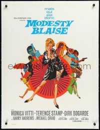 2s0717 MODESTY BLAISE linen French 24x32 1966 Bob Peak art of sexy female secret agent Monica Vitti!