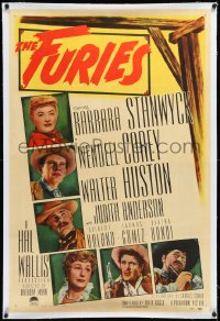 2s1010 FURIES linen 1sh 1950 Barbara Stanwyck, Wendell Corey, Walter Huston, Anthony Mann directed!