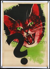 2s0719 DER GEHEIMNIS DER ROTEN KATZE linen German 1949 Secret of the Red Cat, iconic poster art, rare!