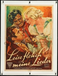 2s0722 LEISE FLEHEN MEINE LIEDER linen German R1947 Willi Forst, great Heinz Fehling art, ultra rare!