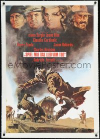2s0724 ONCE UPON A TIME IN THE WEST linen German R1970s art of Cardinale, Fonda, Bronson & Robards!
