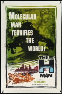 2s1033 H MAN linen 1sh 1959 Ishiro Honda, molecular man terrifies world, atomic sci-fi horror art!