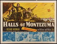 2s0029 HALLS OF MONTEZUMA 1/2sh 1951 Richard Widmark, art of WWII Marines charging into battle, rare!