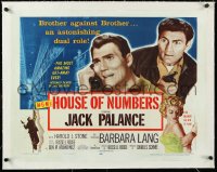 2s0803 HOUSE OF NUMBERS linen style B 1/2sh 1957 two Jack Palances, sexy Barbara Lang, very rare!