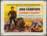 2s0808 JOHNNY GUITAR linen 1/2sh 1954 tough Joan Crawford reaching for gun, Nicholas Ray classic!