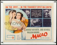 2s0816 MACAO linen style A 1/2sh 1952 Josef von Sternberg, art of Robert Mitchum & sexy Jane Russell!