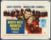 2s0819 NORTH WEST MOUNTED POLICE linen 1/2sh R1958 Cecil B. DeMille, Gary Cooper, Madeleine Carroll