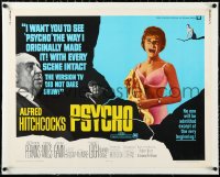 2s0822 PSYCHO linen 1/2sh R1969 sexy scared Janet Leigh, Anthony Perkins, Alfred Hitchcock shown!