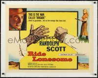 2s0824 RIDE LONESOME linen 1/2sh 1959 Randolph Scott, Budd Boetticher, cool handcuff artwork!