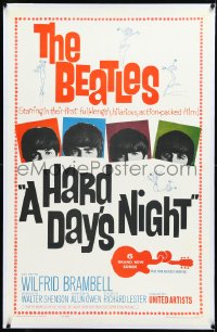 2s1035 HARD DAY'S NIGHT linen 1sh 1964 The Beatles in their first film, John, Paul, George & Ringo!