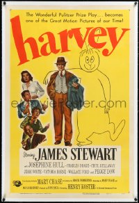 2s1038 HARVEY linen 1sh 1950 great image of James Stewart standing by his 6 foot imaginary rabbit!