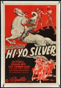 2s1040 HI-YO SILVER linen 1sh 1940 art of the original Lone Ranger on his horse Silver, ultra rare!