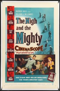 2s1041 HIGH & THE MIGHTY linen 1sh 1954 John Wayne, Claire Trevor, William Wellman airplane disaster!