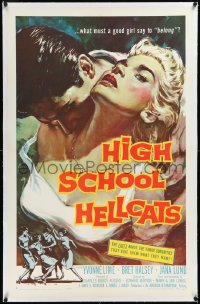 2s1043 HIGH SCHOOL HELLCATS linen 1sh 1958 best AIP bad girl art, what must a good girl say to belong?