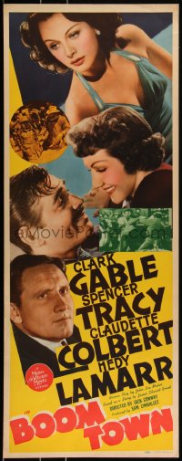 2s0451 BOOM TOWN insert 1940 Clark Gable, Spencer Tracy, Claudette Colbert, sexy Hedy Lamarr, rare!