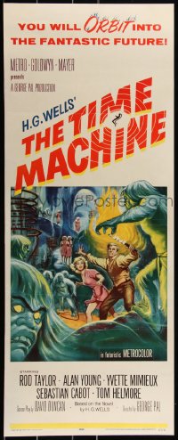 2s0121 TIME MACHINE insert 1960 Rod Taylor, H.G. Wells, George Pal, great Reynold Brown sci-fi art!
